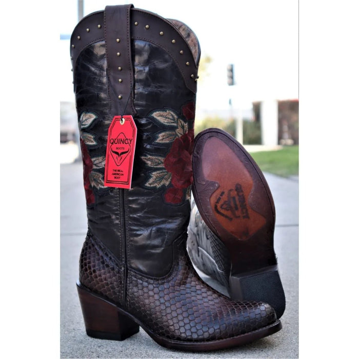 Botas de Piton Grabado para Mujer en Punta Oval 8   - from alligatorwarehouse.com