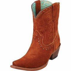 Botas Cortas de Cuero Nobuck para Mujer en Horma Punta Recortada