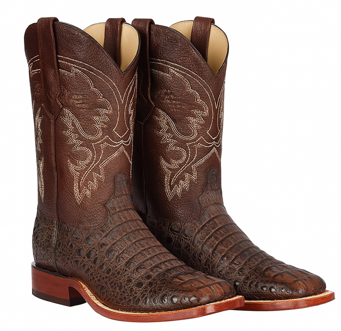 Botas Cuadrada de Cocodrilo Caiman Lomo Gasso