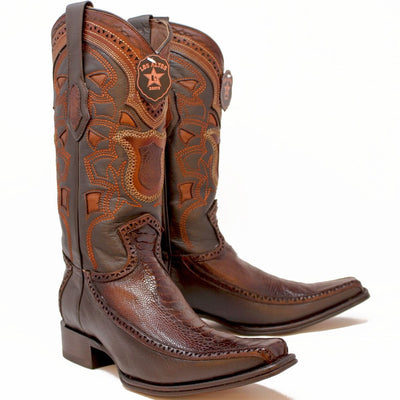 Botas de Pata de Avestruz Original con Venado Horma Europea LAB-76F0516 1 LAB-76F0516-060  - from alligatorwarehouse.com