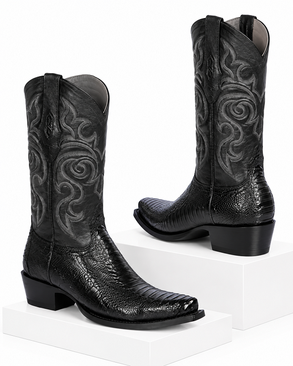 Botas de Avestruz Pata Horma Punta Recortada