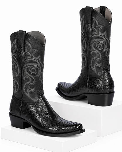 Botas de Avestruz Pata Horma Punta Recortada