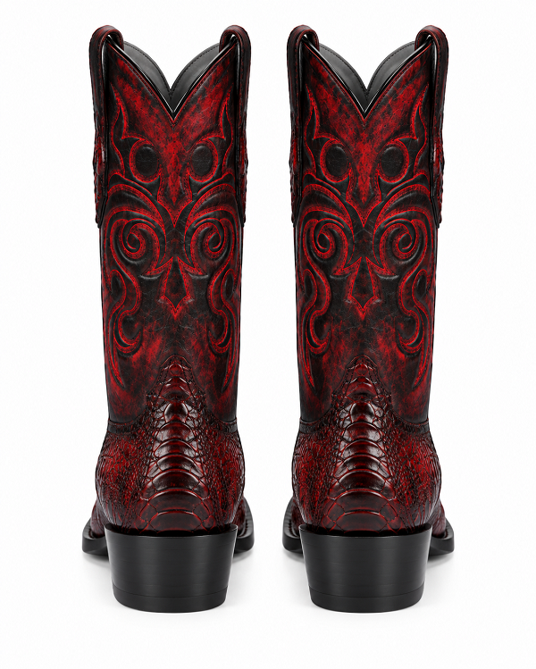 Botas de Avestruz Pata Horma Punta Recortada