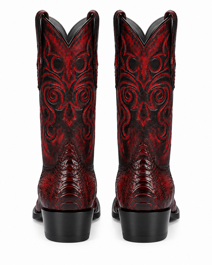 Botas de Avestruz Pata Horma Punta Recortada