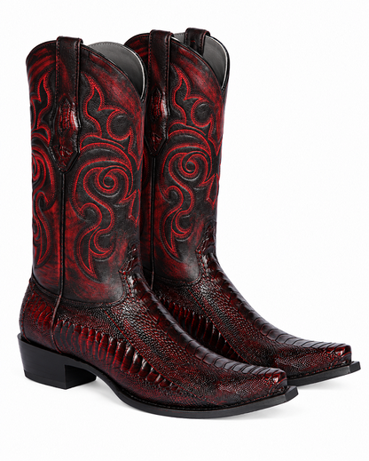 Botas de Avestruz Pata Horma Punta Recortada