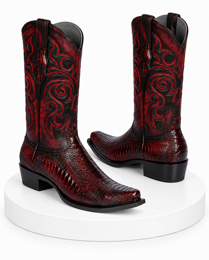 Botas de Avestruz Pata Horma Punta Recortada