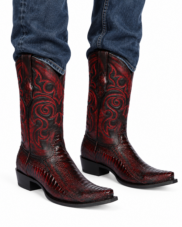 Botas de Avestruz Pata Horma Punta Recortada