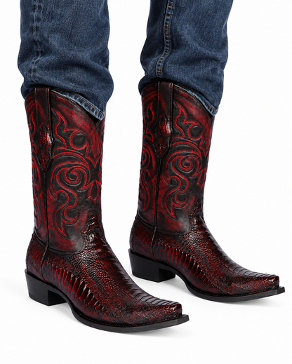 Botas de Avestruz Pata Horma Punta Recortada