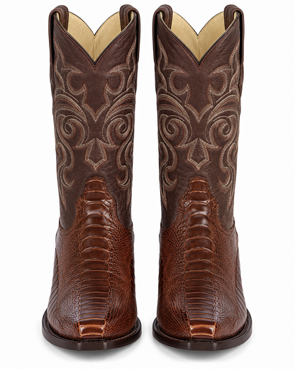Botas de Avestruz Pata Horma Punta Recortada
