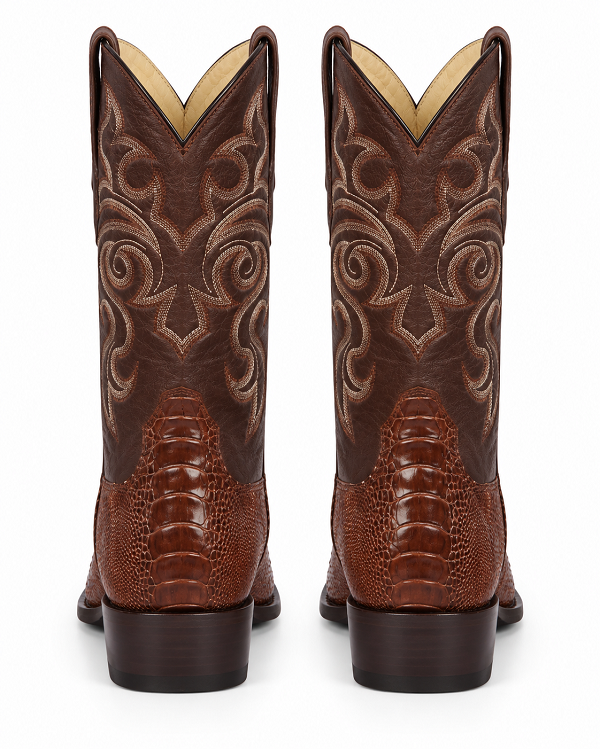 Botas de Avestruz Pata Horma Punta Recortada