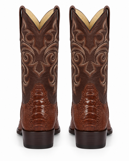 Botas de Avestruz Pata Horma Punta Recortada