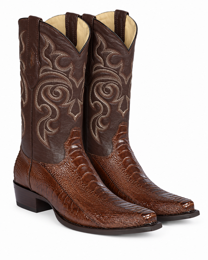 Botas de Avestruz Pata Horma Punta Recortada