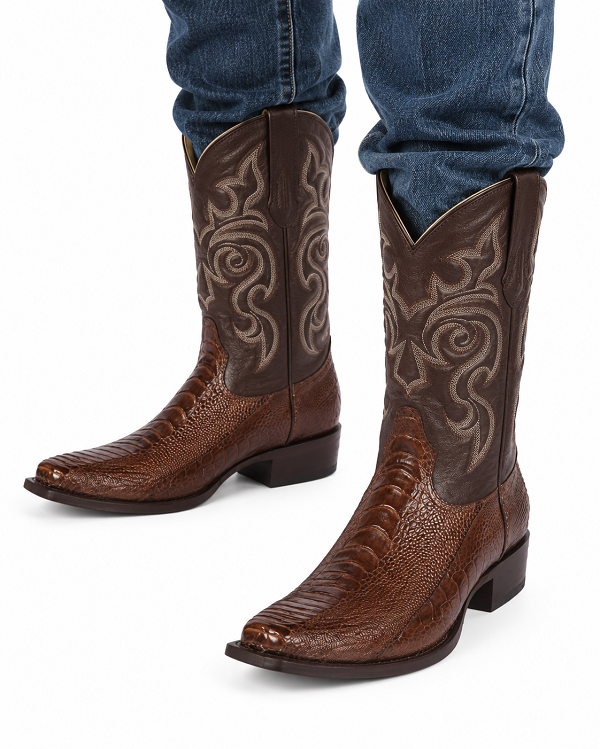 Botas de Avestruz Pata Horma Punta Recortada