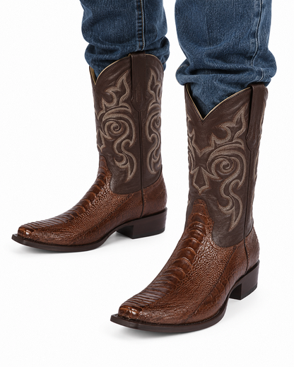 Botas de Avestruz Pata Horma Punta Recortada