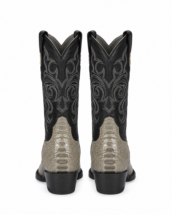 Botas de Avestruz Pata Horma Punta Recortada