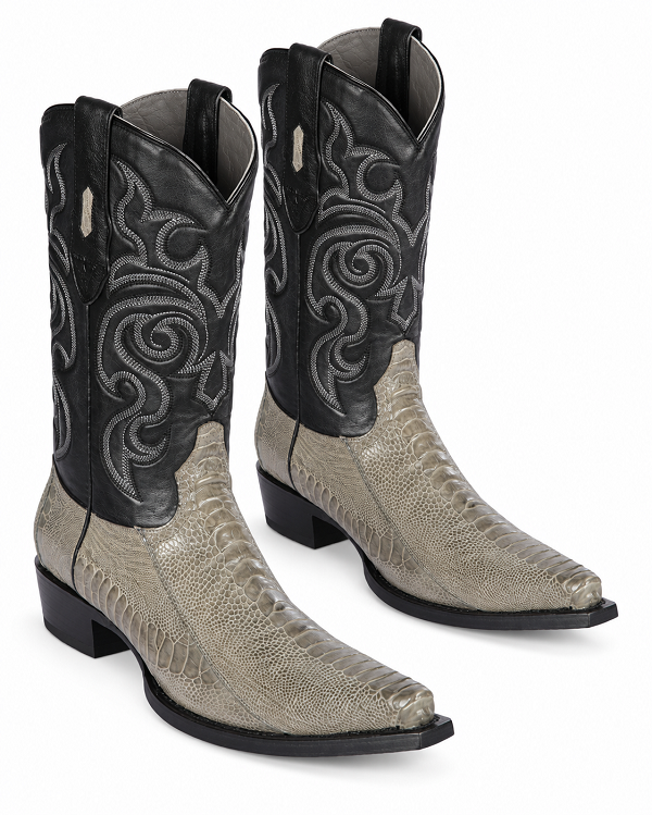 Botas de Avestruz Pata Horma Punta Recortada