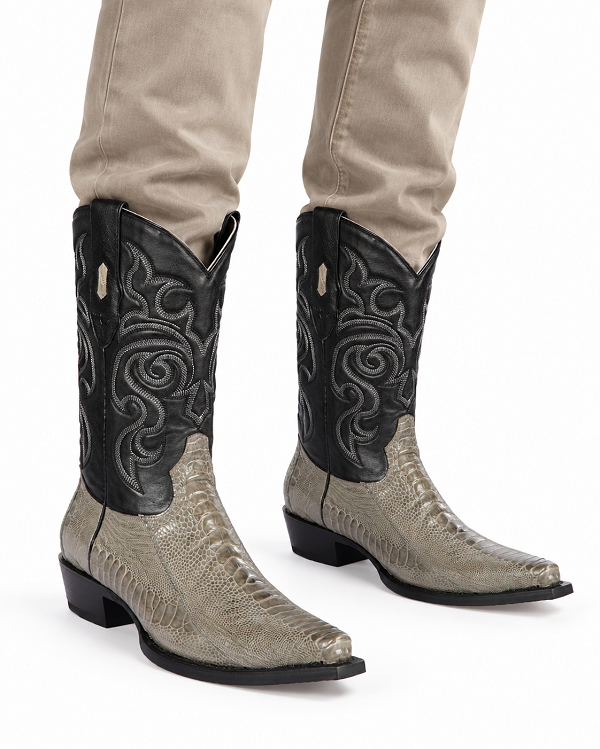Botas de Avestruz Pata Horma Punta Recortada
