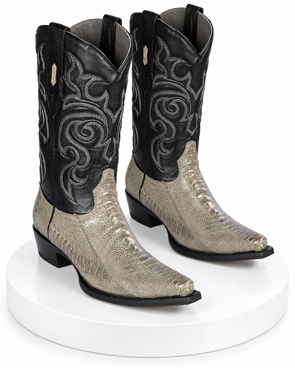 Botas de Avestruz Pata Horma Punta Recortada