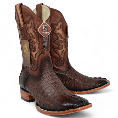 Botas de Cola de Cocodrilo Punta Rodeo Cuadrada Color Cafe LAB-48220116 2 LAB-48220116-060  - from alligatorwarehouse.com