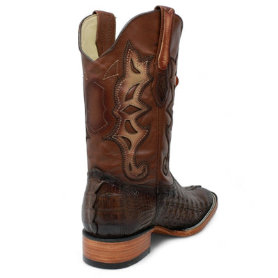 Botas de Cola de Cocodrilo Punta Rodeo Cuadrada Color Cafe LAB-48220116 4 LAB-48220116-060  - from alligatorwarehouse.com