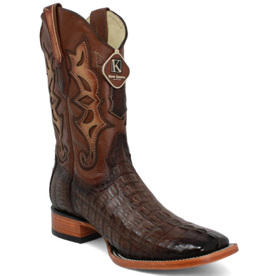 Botas de Cola de Cocodrilo Punta Rodeo Cuadrada Color Cafe LAB-48220116 1 LAB-48220116-060  - from alligatorwarehouse.com