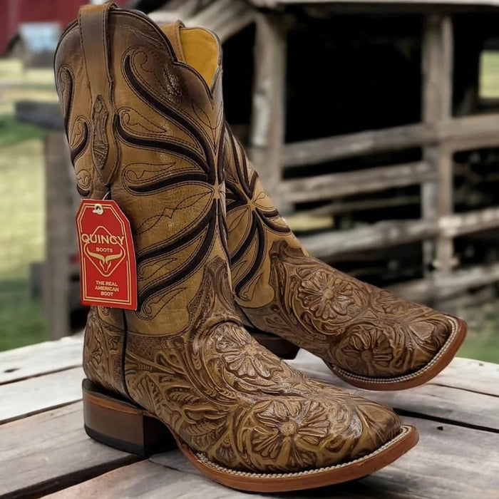 Botas de Cuero Cincelada Horma Rodeo Cuadrada 3   - from alligatorwarehouse.com