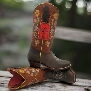 Botas de Cuero con Flores para Mujer en Horma Rodeo