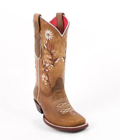 Botas de Cuero con Flores para Mujer en Horma Rodeo 2   - from alligatorwarehouse.com