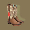 Botas de Cuero con Flores para Mujer en Horma Rodeo 4   - from alligatorwarehouse.com