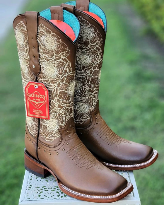 Botas de Cuero con Flores para Mujer en Horma Rodeo