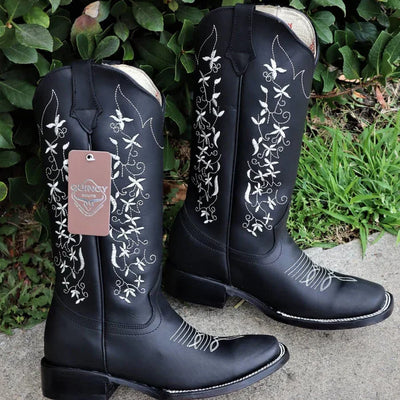 Botas de Cuero con Flores para Mujer en Horma Rodeo 1   - from alligatorwarehouse.com