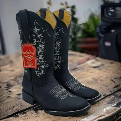 Botas de Cuero con Flores para Mujer en Horma Rodeo 9   - from alligatorwarehouse.com