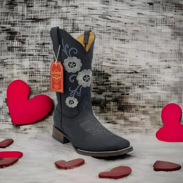 Botas de Cuero con Flores para Mujer en Horma Rodeo 2   - from alligatorwarehouse.com
