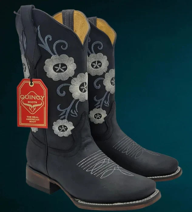 Botas de Cuero con Flores para Mujer en Horma Rodeo 4   - from alligatorwarehouse.com