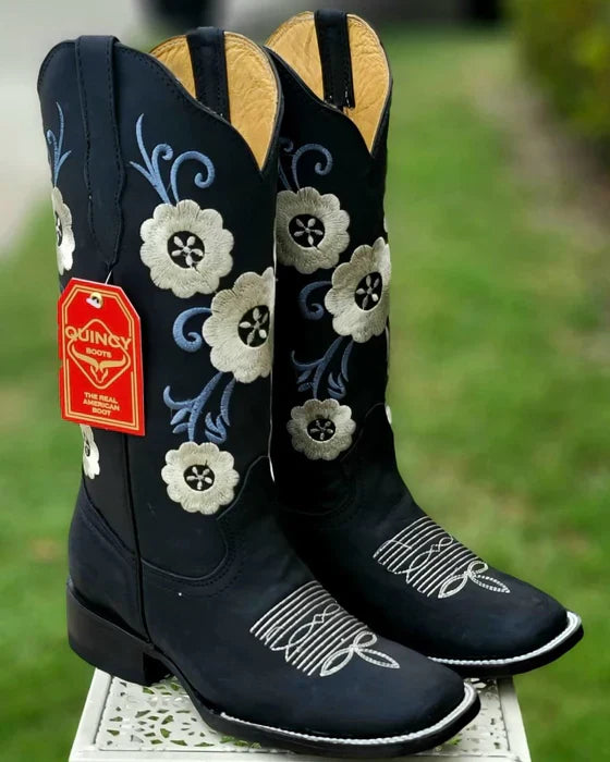 Botas de Cuero con Flores para Mujer en Horma Rodeo 5   - from alligatorwarehouse.com