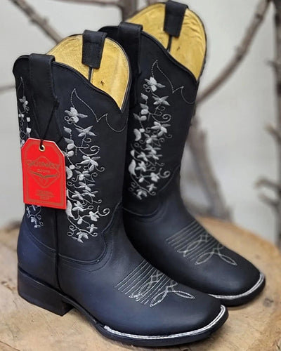 Botas de Cuero con Flores para Mujer en Horma Rodeo 1   - from alligatorwarehouse.com