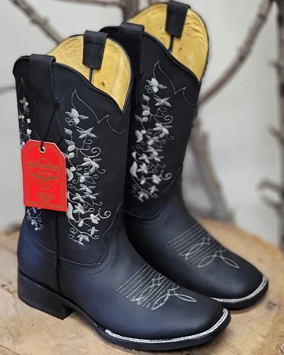Botas de Cuero con Flores para Mujer en Horma Rodeo 2   - from alligatorwarehouse.com