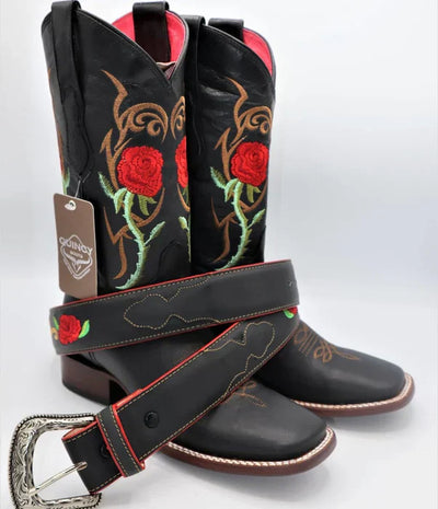 Botas de Cuero con Flores para Mujer en Horma Rodeo 1   - from alligatorwarehouse.com