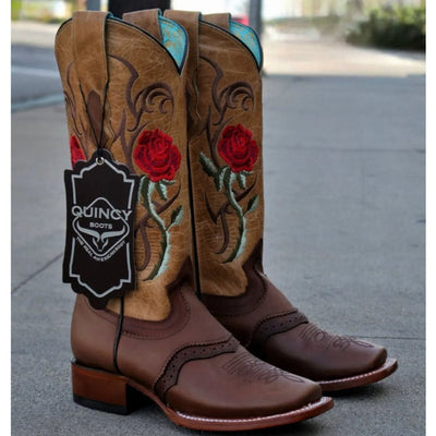 Botas de Cuero con Flores para Mujer en Horma Rodeo 1   - from alligatorwarehouse.com