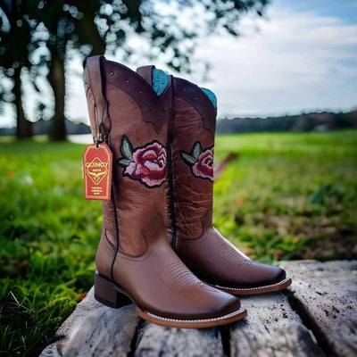 Botas de Cuero con Flores para Mujer en Horma Rodeo 6   - from alligatorwarehouse.com