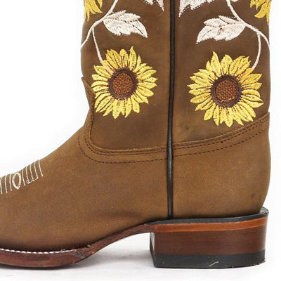Botas de Cuero Crazy Horma Rodeo Cuadrada para Dama Color Tan LAB-322G6231 2 LAB-322G6231-050  - from alligatorwarehouse.com