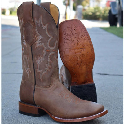 Botas de Cuero Crazy Original Horma Rodeo Cuadrada Color Miel 1   - from alligatorwarehouse.com