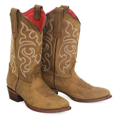 Botas de Cuero Crazy Punta Redonda para Dama Color Tan 1 LAB-356231-050  - from alligatorwarehouse.com