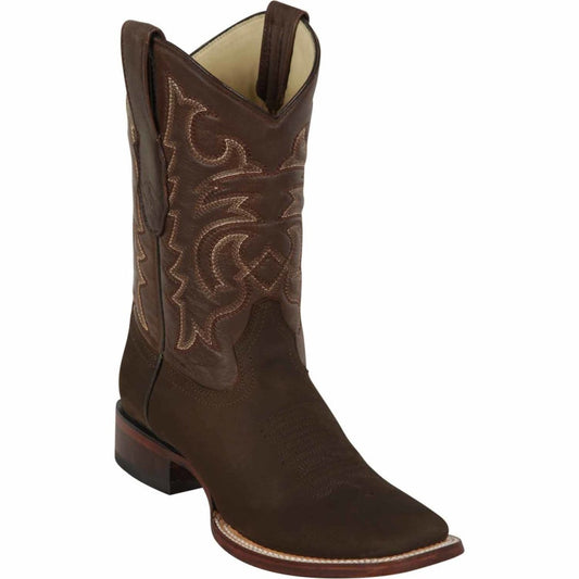 Botas de Cuero Gamuza Original Horma Cuadrada Color Chocolate LAB-8226359 - Los Altos Boots