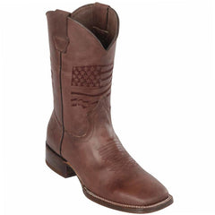Botas de Cuero Grasso Bandera USA Horma Rodeo Cuadrada