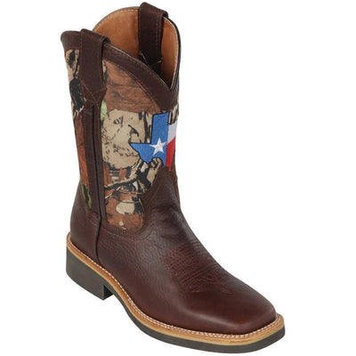 Botas de Cuero Grasso Horma Cuadrada Ancha con Bandera de Texas 1   - from alligatorwarehouse.com