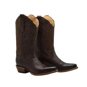 Botas de Cuero Horma Punta Recortada para Mujer Color Cafe JB-TT301C