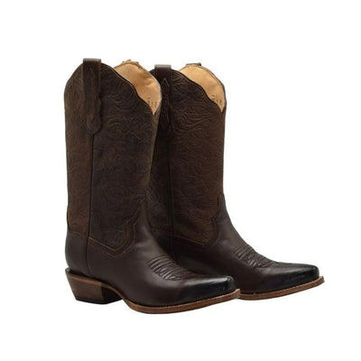 Botas de Cuero Horma Punta Recortada para Mujer Color Cafe JB-TT301C