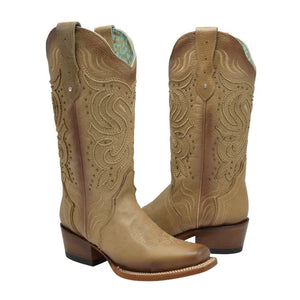 Botas de Cuero Horma Rodeo para Mujer Color Arena JB-STEPHANIESAND