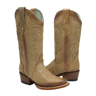 Botas de Cuero Horma Rodeo para Mujer Color Arena JB-STEPHANIESAND 2   - from alligatorwarehouse.com